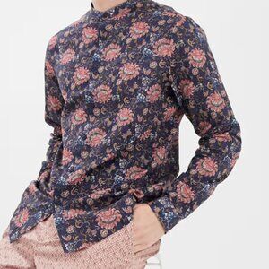 ASOS DESIGN regular fit floral shirt with grandad collar -- size S